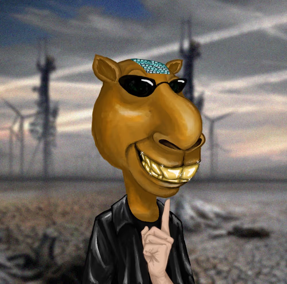 My favorite <a href="/camel_cabal/">Camel Cabal</a> 🐫

Combo: Matrix coat + Matrix glasses.😎

Only 1 exists.

Already collected 2.5% of the supply of this innovative NFT-coin - which is also 59 NFTs at the same time.

1 NFT = 1,000,000 $CAMEL 

So early and cheap (~$60 per NFT)

P.S. <a href="/0xMontBlanc/">MontBlanc</a> could
