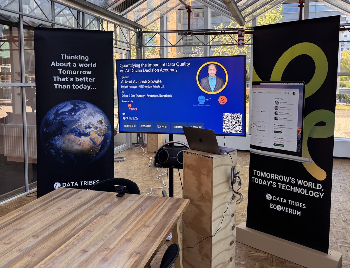 DataTribesNL's tweet image. Garbage in, garbage out” is true.

But tonight’s session goes further than the slogan.

Advait  is connecting data quality metrics directly to AI performance - where trust, accuracy and business impact meet.

#DataTribes #DataThursday #AI