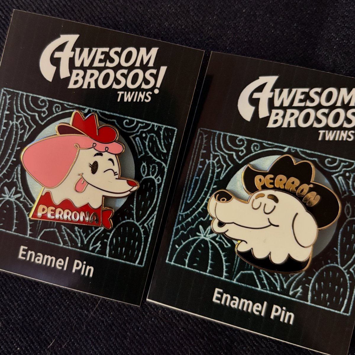 They are finally here!! Our first enamel pin designs are ready Perrón &amp; Perrona, in honor of our beloved dogs ✨❤️