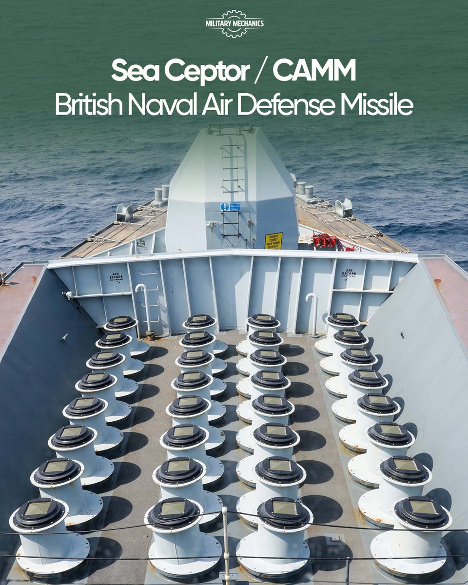 MilitaryMechs's tweet image. Sea Ceptor quad-packs missiles, boosting magazine depth while using active radar to engage multiple supersonic threats without revealing position via fire control emissions.

#NavalAirDefense #RoyalNavy #MilitaryMechanics