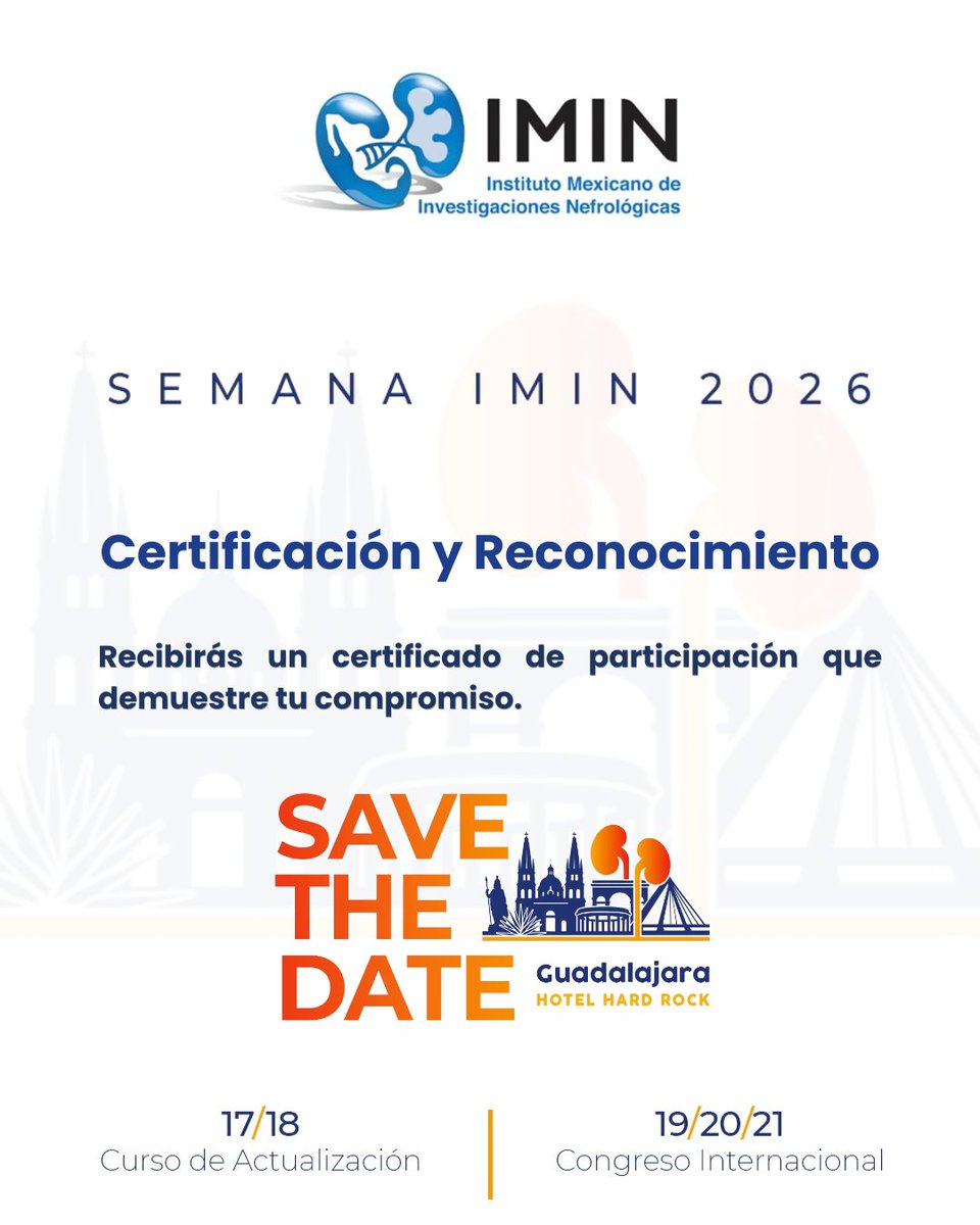 IMINmx's tweet photo. Save the Date | Semana IMIN 2026

📍 Hotel Hard Rock, Guadalajara, México.
📆 17–21 de noviembre de 2026.

📢 Únete a la lista de espera: https://t.co/JxgbsesE7a

#IMIN #IMIN2026 #SemanaIMIN2026 #SomosIMIN https://t.co/kYndy7cbdO