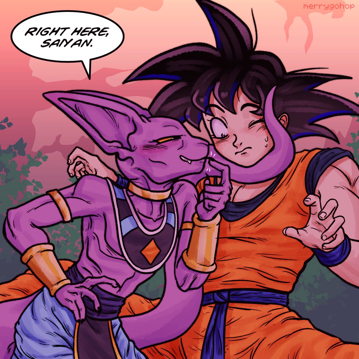 merrygohop's tweet image. "Goku either rizzing beerus or beerus rizzing goku into kiss"
-&amp;gt; oh they freakay for sure

#DragonBall #ドラゴンボール #DragonBallSuper