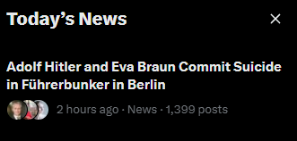 LegyCappLP's tweet photo. 🚨BREAKING NEWS🚨
Hitler Dead!!! https://t.co/4jAleLZx7r