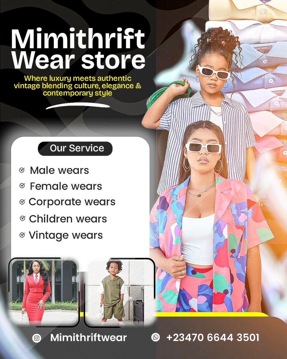 designbyfamous's tweet image. Day 2 of posting consistently 
Mimithrift wear deals with adults and kid wears .
#Consistency #flyer  #brand #designer