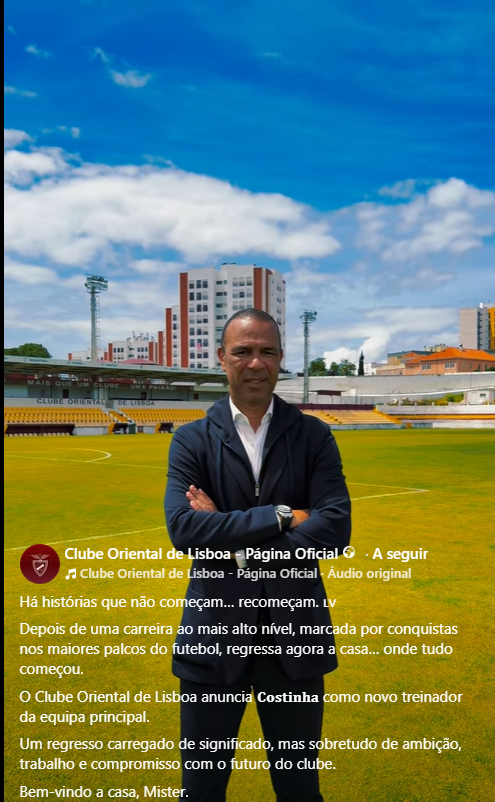 CabineSport's tweet image. Surpresa: Costinha está de regresso ao Oriental para ser o novo treinador, após a descida da equipa às Distritais.

O "ministro" não treina há quase 5 anos.