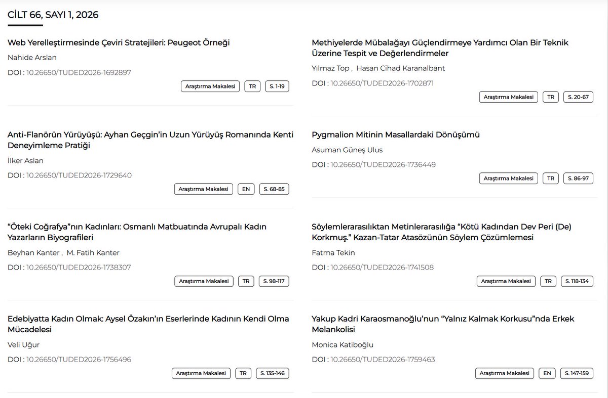 TUDED Türk Dili ve Edebiyatı Dergisi tweet media