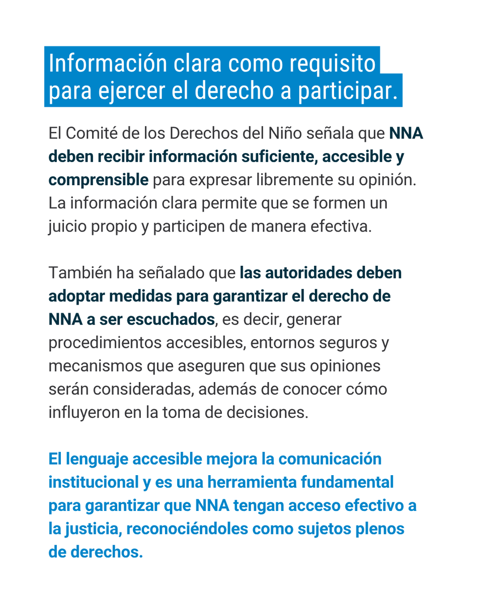 ddhh_scjn's tweet photo. Comunicar el derecho a través de un lenguaje claro favorece el acceso a la justicia, y contribuye a que niñas, niños y adolescentes ejerzan, participen y comprendan sus derechos humanos, principalmente en asuntos que afecten su vida. 

#DGDHJP #ParticipaciónNNA https://t.co/dM6Xbk4c5E