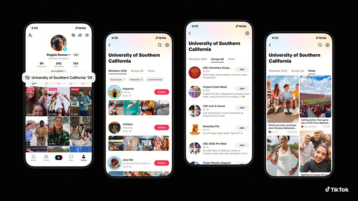 tiktokusdsjv's tweet photo. Stay connected this summer break with TikTok's new College Hub, your go-to for campus life. With new college group chats and college feeds, you’ll stay in the loop all season long. Check out @HerCampus and their website to learn more!🎓☀️
https://t.co/Aao2LxCz0t https://t.co/ix0L3ycCao