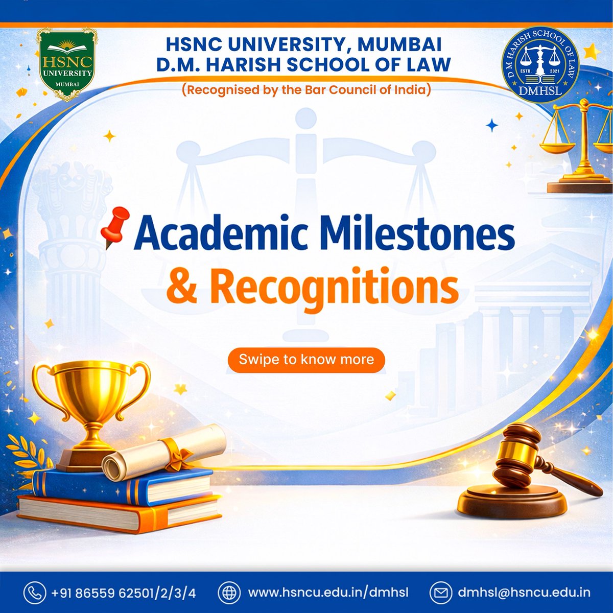 Hsnc_University's tweet image. From milestones to major recognitions — our journey speaks for itself.
Be part of a legacy that celebrates success and builds leaders in law. 📚🏆

#Milestones #LegalEducation #DMHSL #HSNCU #SuccessStories