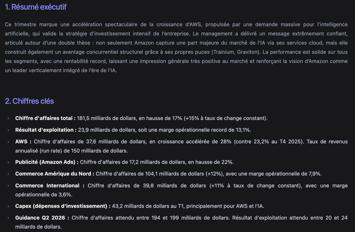 StockLens_'s tweet photo. Récap' des résultats de $AMZN suite à la publication d'hier : 

Fonctionnalité "Transcript" de Stock Lens 🔥

Un avis sur les résultats d'Amazon ? https://t.co/Dj7QPgAnIY