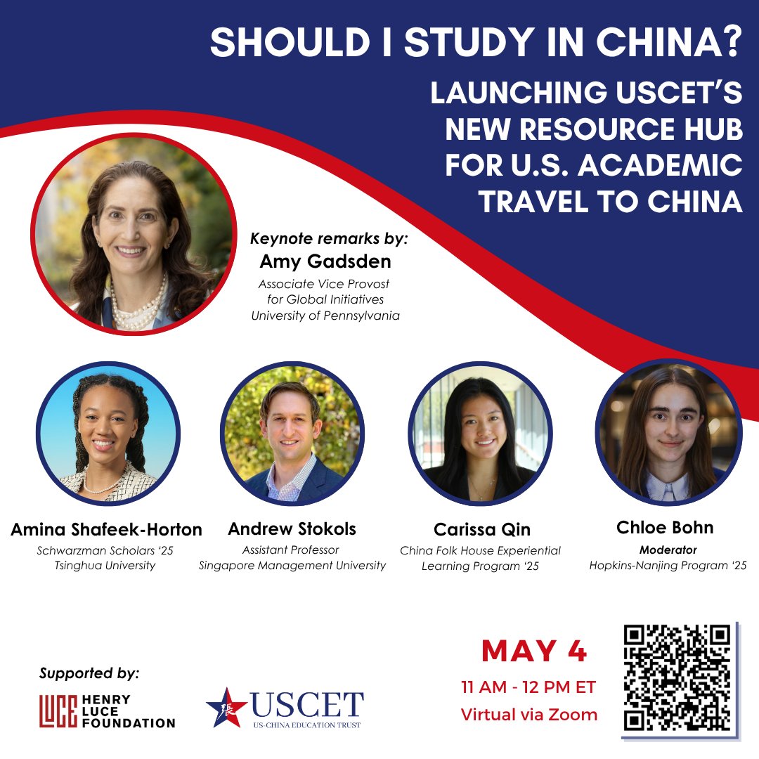 USCET's tweet photo. Live now! USCET has launched a Resource Hub for U.S. Academic Travel to China, a free guide to programs, funding &amp; logistics for students and researchers: https://t.co/lGZ8CicoAn
Join the virtual launch on May 4, 11AM–12PM ET, RSVP here: https://t.co/uD6GO8ywgq https://t.co/IioLo6Cbb7