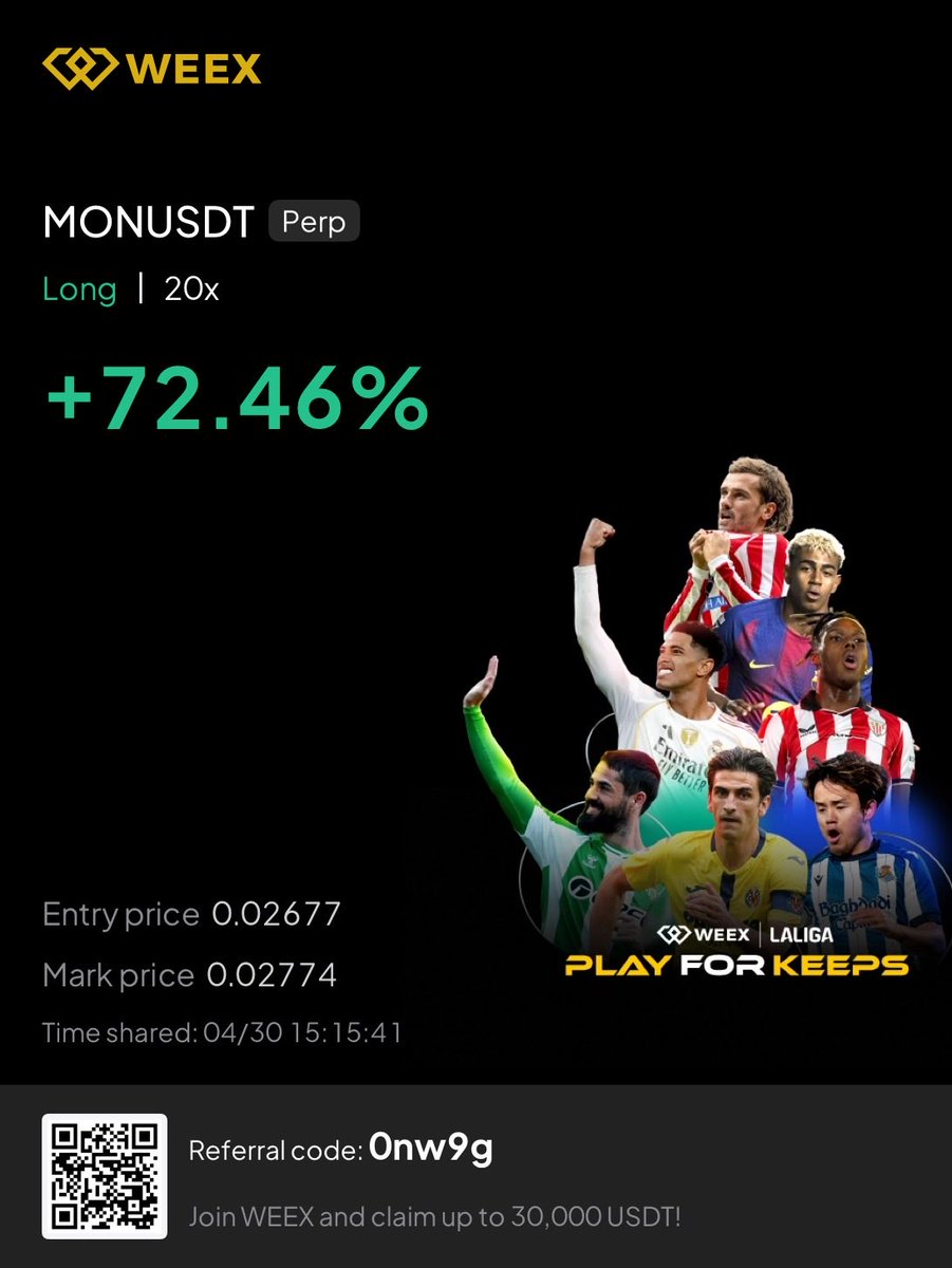 Huncho on top 
Nads on top
Monad on top
$Mon on top💫
<a href="/WEEX_Official/">WEEX</a> got the best platform for trading futures