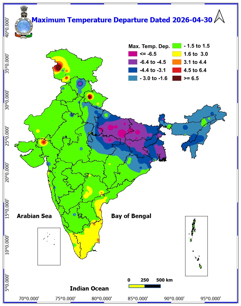 shetty_athreya's tweet image. CASE IN POINT 🧐 

This is what a NORMAL SUMMER looks like!!

Max temp anomalies are NEGATIVE today ranging from - 5 to - 11°C across the one of hottest zone of #Bharat in Uttar Pradesh and Bihar! 📉⛈️ 

Ofcourse now toolkit will be 😶