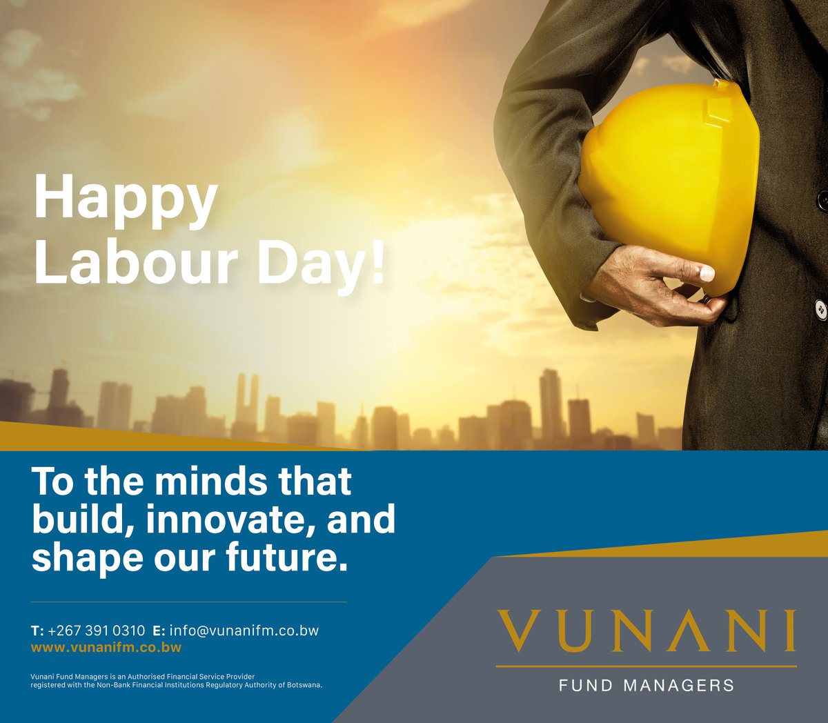VunaniM's tweet photo. Today, we recognize and appreciate the dedication, resilience, and contributions of workers everywhere. May this day serve as a reminder of the value of hard work and the importance of fair and supportive working environments.

Vunani Fund Managers wishes you a meaningful and restful Labour Day.

☎️: 391 0310 📧: info@vunanifm.co.bw
https://t.co/1EIa7tNau3

#Constancy #Defined #Investment #Botswana