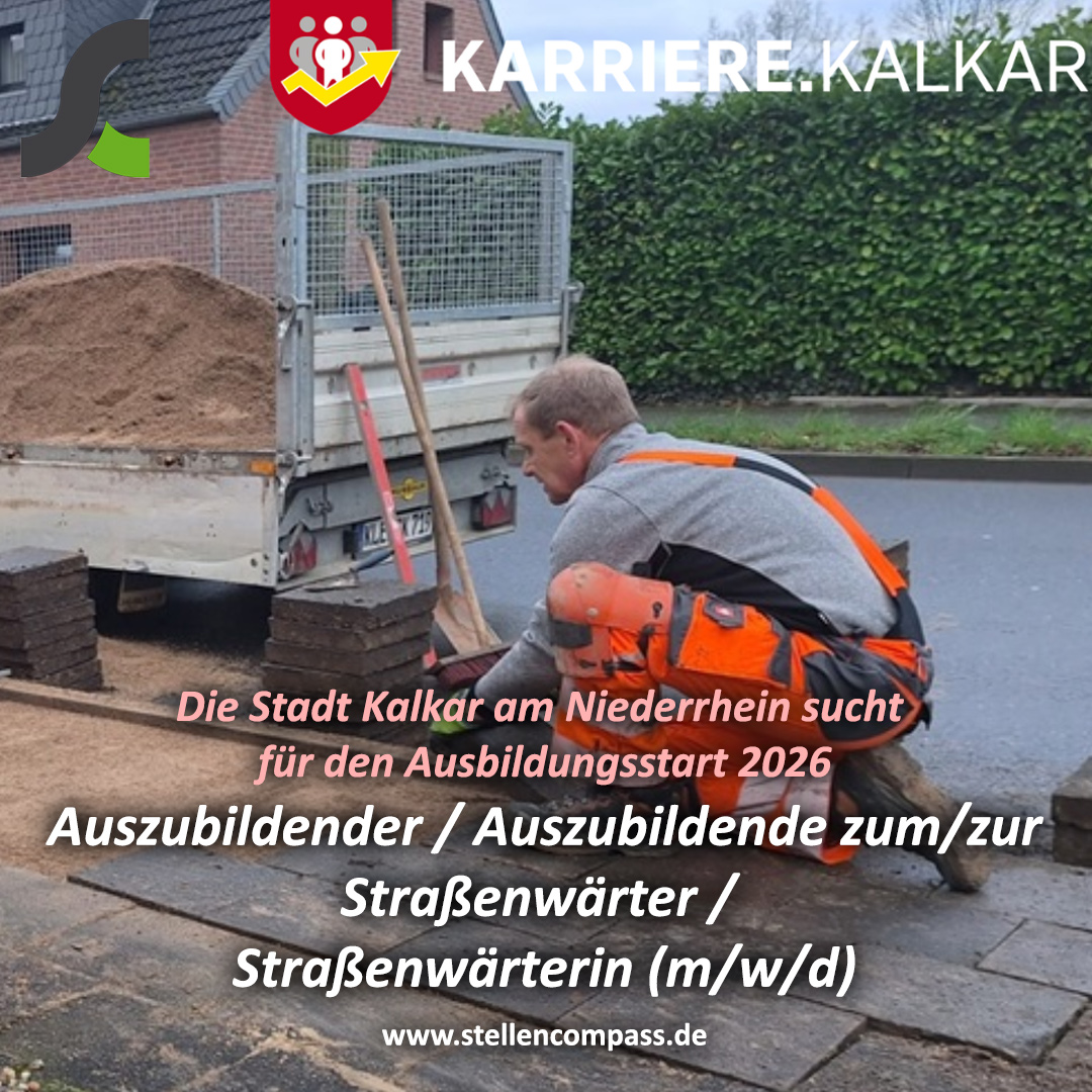 stellencompass's tweet image. #Stellenangebot #Ausbildung zum/zur #Straßenwärter oder #Straßenwärterin 2026 (m/w/d) in #Kalkar. Die #StadtKalkar am Niederrhein sucht für den #Ausbildungsstart2026 #Auszubildende #Auszubildender #Auszubildende #Azubi zum/zur #AuszubildenderzumStraßenwärter /