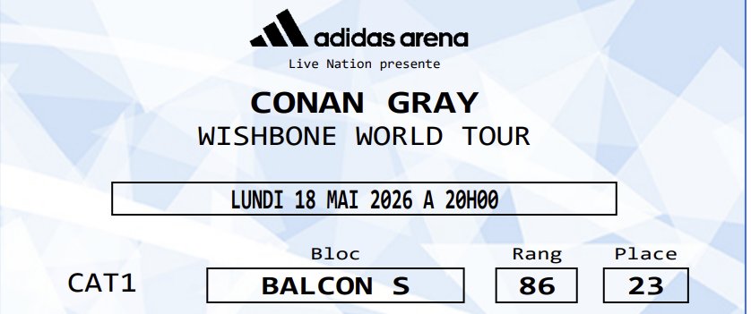 Myssoupe's tweet image. Je cherche à vendre ma place pour Conan gray car malheureusement je ne peux plus y aller... 

Je la vends 60€ au lieu de 67,5€ !
RT appréciés 

#conangray #paris #revente