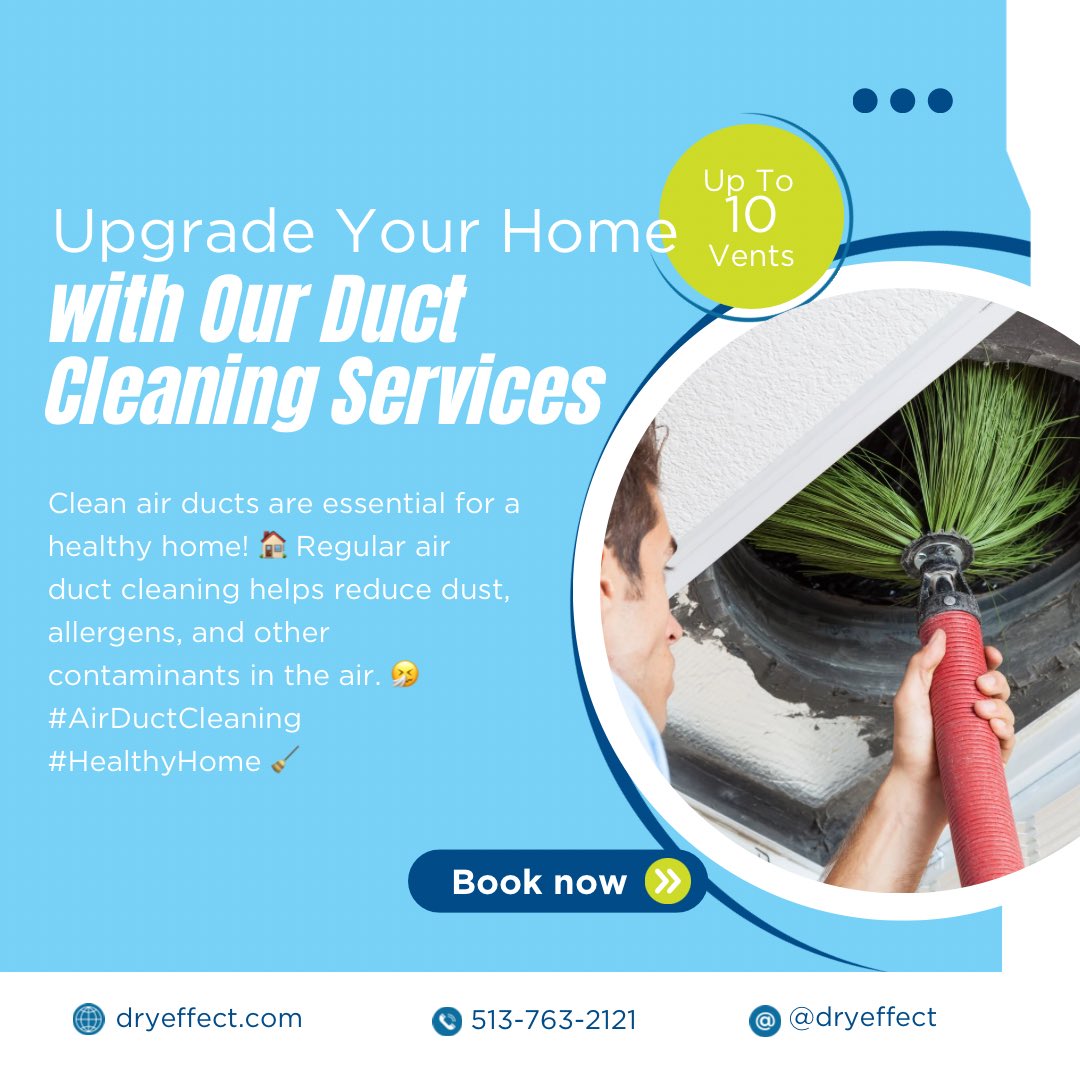 DryEffect's tweet photo. When’s the last time you looked inside your vents?
We clean up to 10 vents for a low price!
Book today. 📞 513-763-2121
#AirDuctCleaning #Cincinnati #DryEffect https://t.co/q7CRArNKrm