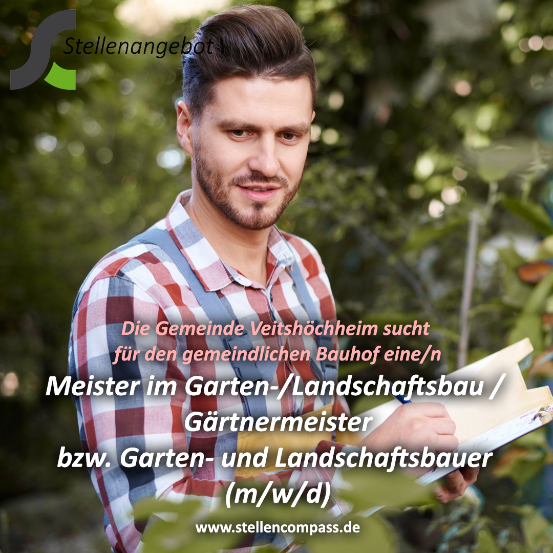 stellencompass's tweet image. #Stellenangebot #MeisterGartenLandschaftsbau, #Gärtnermeister (m/w/d) in #Veitshöchheim. Die #GemeindeVeitshöchheim sucht zum nächstmöglichen Zeitpunkt eine/n #Meister im Garten-/Landschaftsbau, Gärtnermeister / #Gärtnermeisterin, #MeisterGaLaBau (m/w/d) bzw. Garten- und