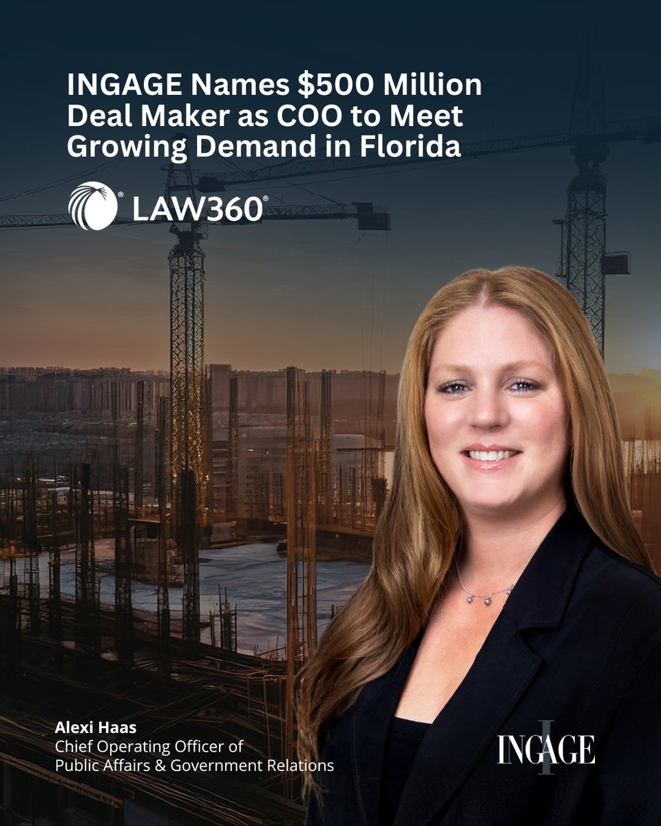 IngageBiz's tweet image. Alexi Haas joins INGAGE to add due diligence and entitlement support to the firm’s ongoing public affairs and government relations services. Read more in the link below.

bit.ly/428VapL

#PublicAffairs #GovernmentRelations #SouthFlorida #RealEstate #Law360