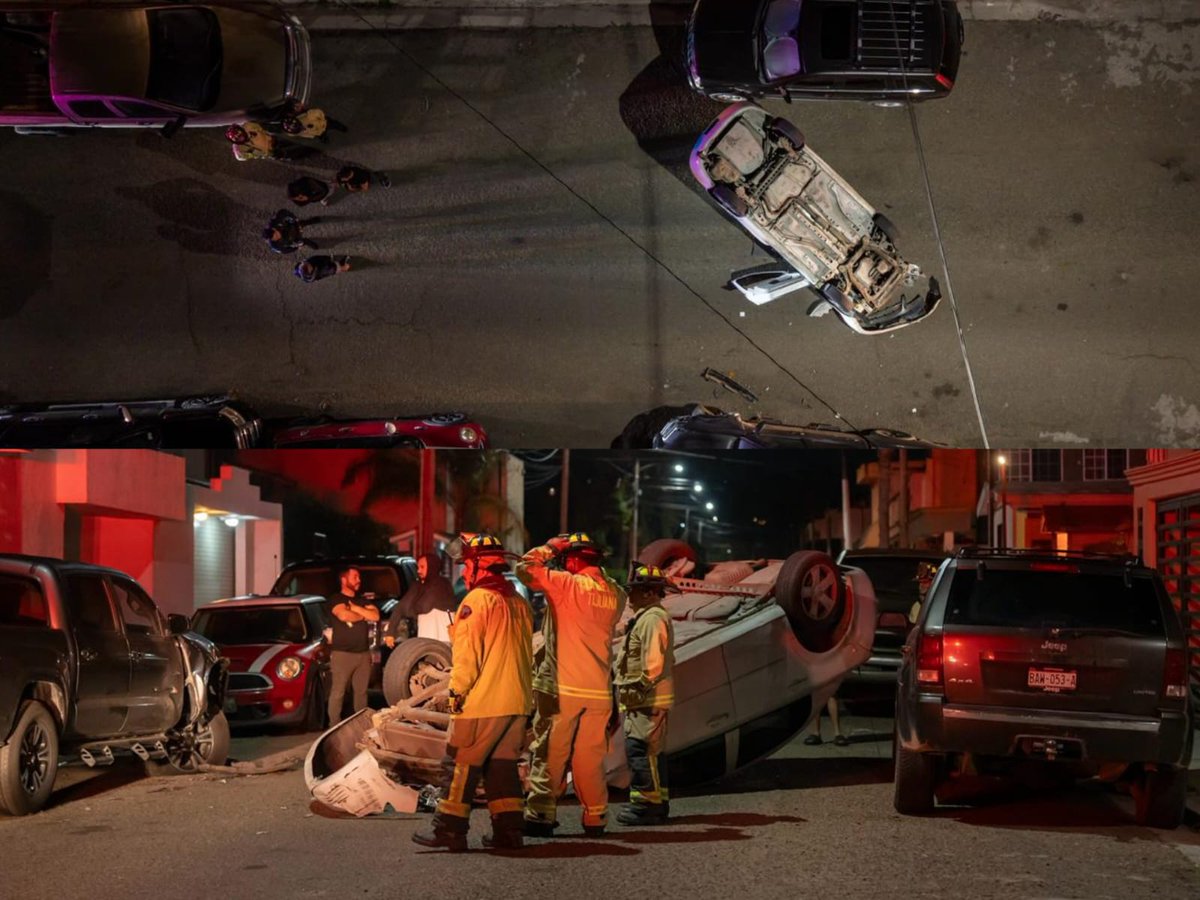 alfredoalvarez1's tweet image. 🚨 Volcadura en Playas de Tijuana. Un joven de 25 años perdió el control de su auto en la calle del Risco tras quedarse dormido. 
El accidente dejó 3 vehículos dañados; afortunadamente no se reportan lesionados de gravedad. 🚒📍

#Tijuana #Accidente #PlayasDeTijuana