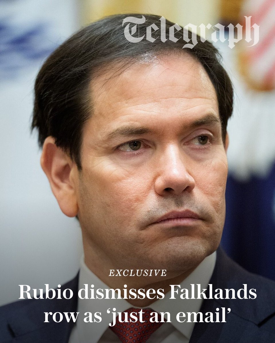 🔴 EXCLUSIVE: Speaking to The Telegraph, Marco Rubio dismissed the Falklands row as “just an email”, downplaying the chances of the US backing Argentine claims to the islands

Read the full story here: telegraph.co.uk/us/politics/20…
