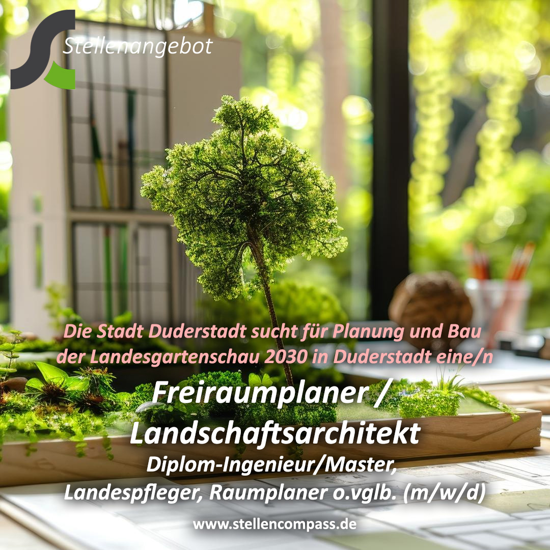 stellencompass's tweet image. #Stellenangebot für eine/n #Freiraumplaner #Landschaftsarchitekt #Raumplaner (m/w/d) in #Duderstadt. Die #StadtDuderstadt sucht zum nächstmöglichen Zeitpunkt eine/n Freiraumplaner / #Freiraumplanerin als #Projektkoordinator, #DiplomIngenieur, #Master, Landschaftsarchitekt,