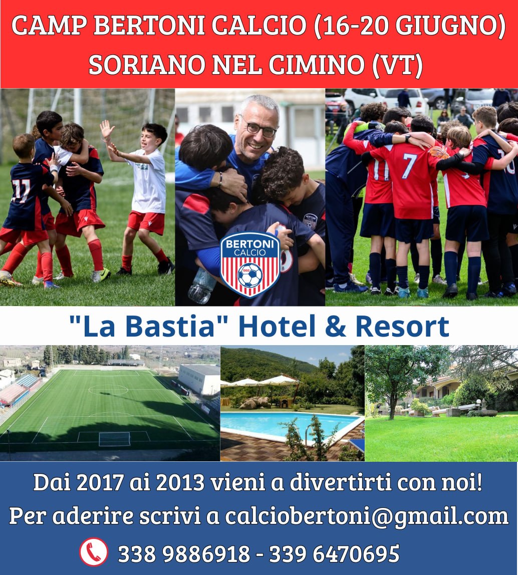 CalcioBertoni's tweet image. 🔴 6° CAMP BERTONI CALCIO 🔵

⚽️ Campi da C11, C5, calcio tennis e pallavolo 
😍 Piscina, tavoli da ping pong e biliardino 

#Bertoni #Calcio #Roma