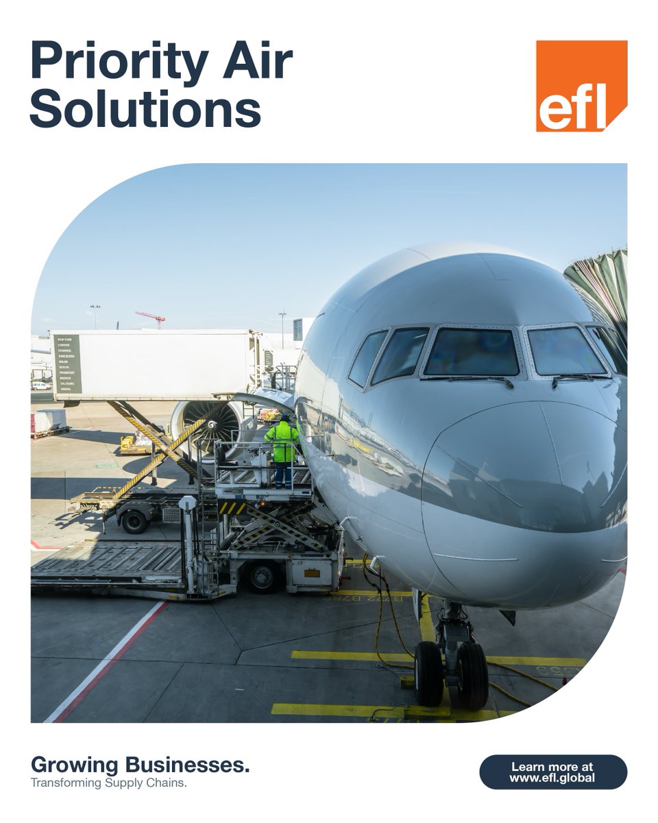 eflglobal_'s tweet photo. When timelines are fixed, air freight matters.

EFL Global supports time-sensitive shipments with reliable air freight solutions backed by global coverage, priority handling, and coordinated execution from origin through delivery.

Built to keep cargo moving when speed is critical.

Learn more: https://t.co/TyZiJ0AB2H

#EFLGlobal #AirFreight #GlobalLogistics #GrowingBusinesses #TransformingSupplyChains