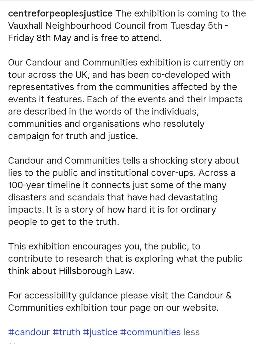 Don't miss the Candour &amp; Communities Exhibition next week, an Exhibition about cover-ups over the last 100 years, dates &amp; details below 👇 <a href="/cfpjustice/">Centre for People's Justice</a> <a href="/AVCT/">Alt Valley Community Trust</a> <a href="/VLCLiverpool/">Vauxhall Law Centre</a>