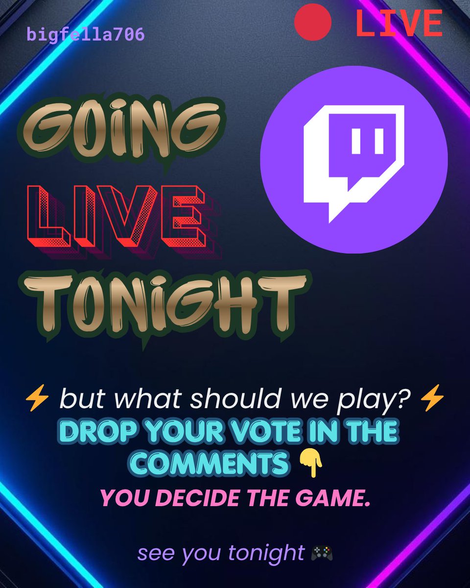 Bigfella0T's tweet image. But what should we play? 🎮 Drop your picks in the comments - YOU decide tonight's game!

#gaming #twitch #streamer #livestreaming