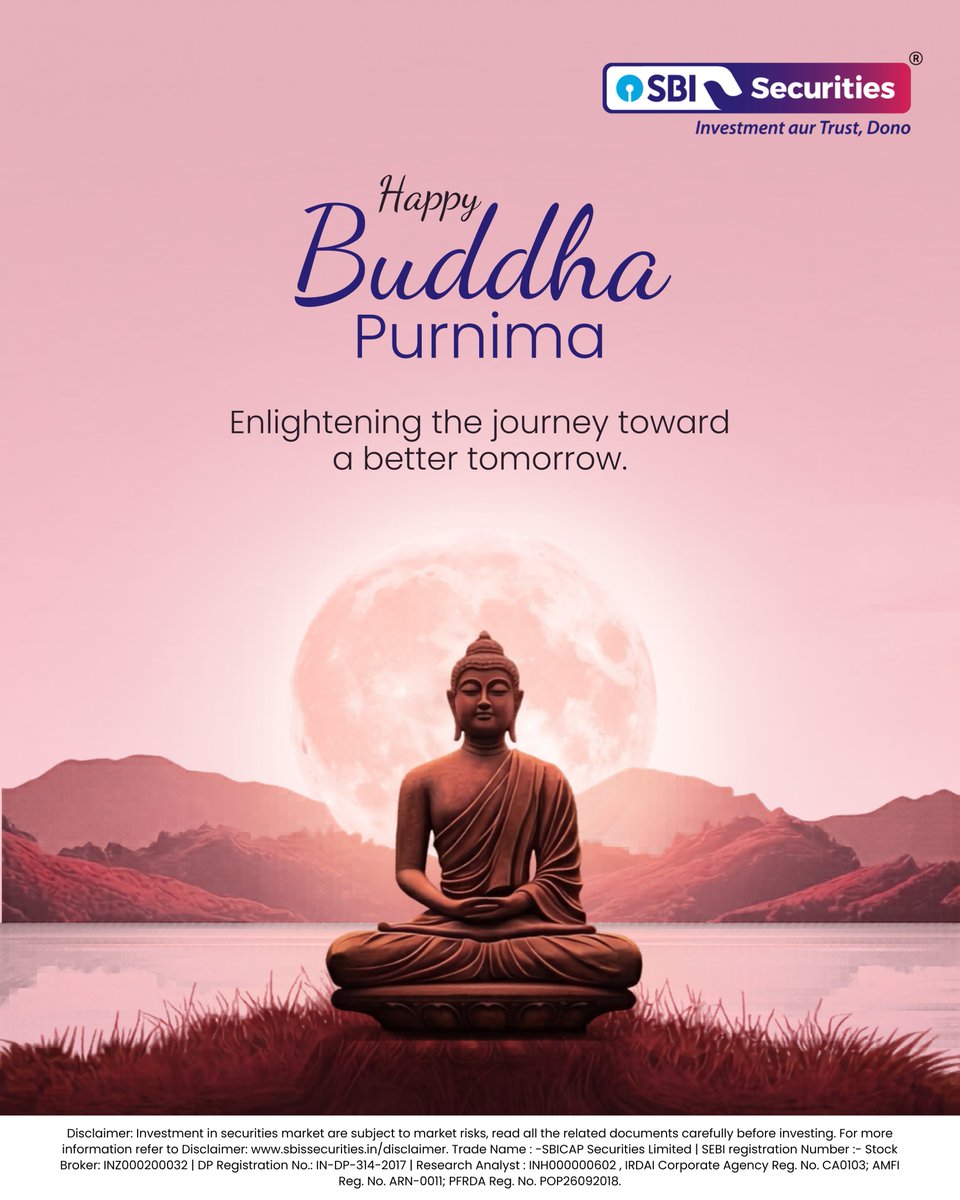 _sbisecurities's tweet image. True growth begins with a calm mind and a clear vision. This Buddha Purnima, let us embrace the values of peace and wisdom as we journey toward a brighter future.

Disclaimer: bit.ly/3I3DzpV

#BuddhaPurnima #Greetings #SBISecurities
