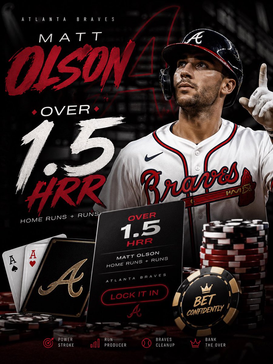 fendogg's tweet photo. PRIZEPICKS POTD โข๏ธ
Matt Olson O 1.5 HRR
Over in 7/9 games this season vs LHP 3/4 at home
Olsons BvP vs Valdez is a .385 in 16 PA ๐
$25 to someone who Likes, Retweets, and Follows when this hits
#GamblingX #PrizePicks #GamblingTwitter #TheKennel #PropKitchen https://t.co/M3IXHvjVCH