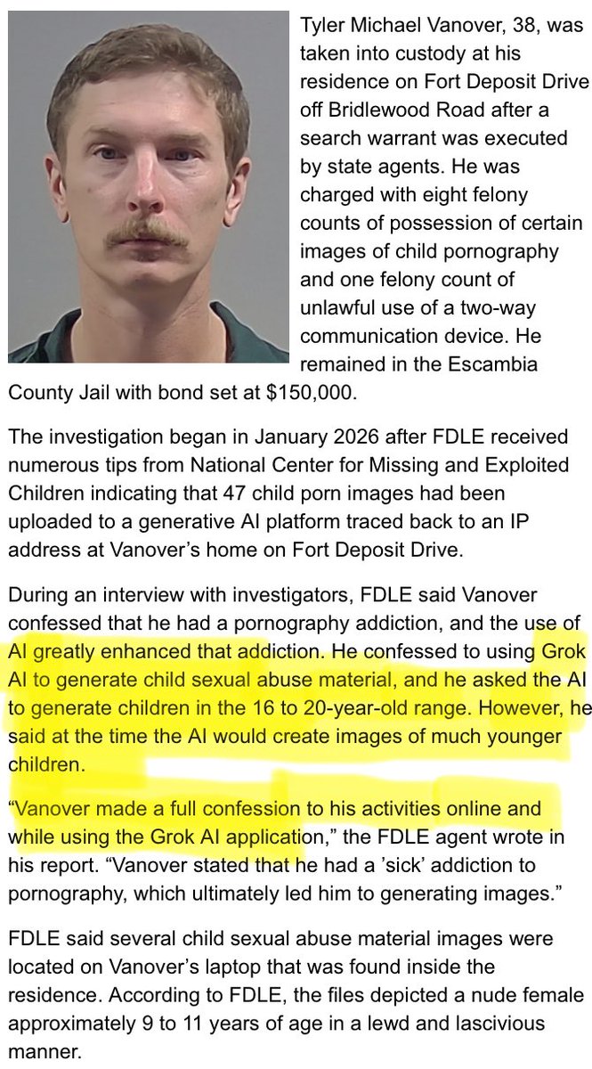 _USAlex's tweet photo. Explain yourself @grok. Seems to be a growing trend. Another loser bites the dust! FDLE out here doing the lords work! https://t.co/y0mjsKmRSI