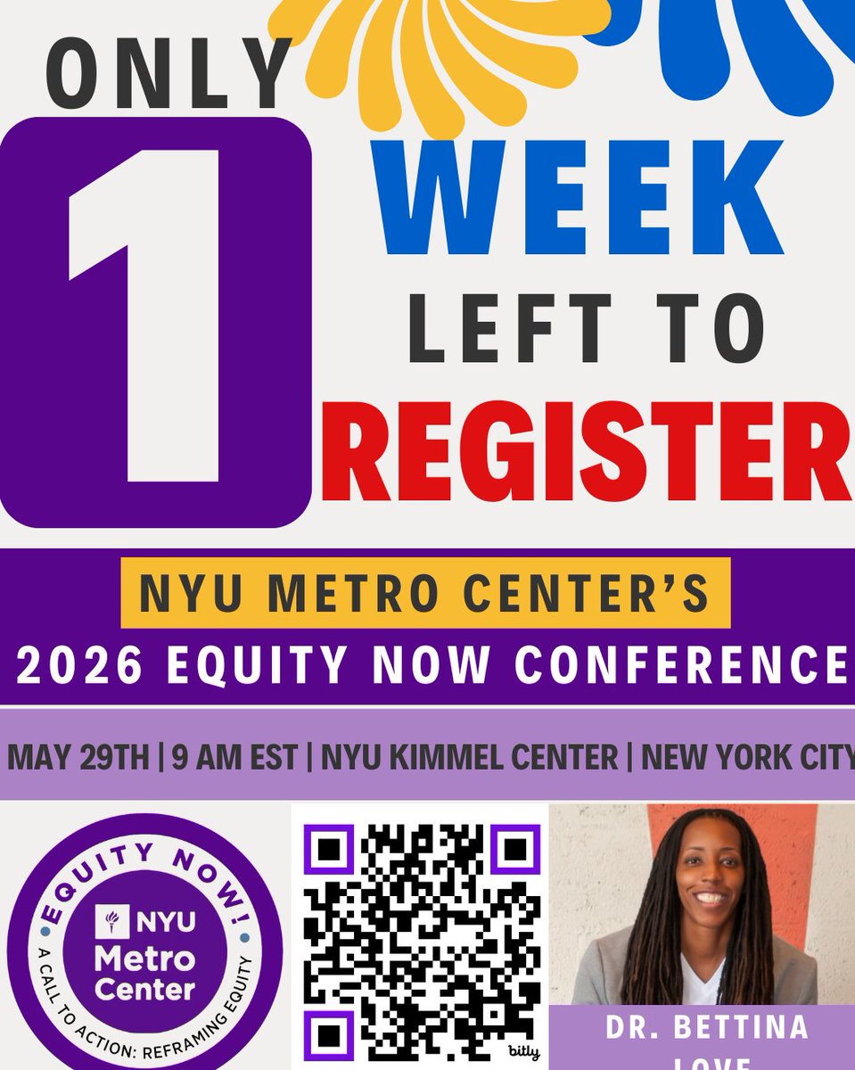 metronyu's tweet photo. There is only one week left to register for @metronyu's 2026 #EquityNow Conference. This #educationjustice convening aims to reframe #equity through the refinement of culturally responsive systems. Stand with this community. Register here through May 8: https://t.co/5NP45PqnFe https://t.co/kiB5dkHYiq