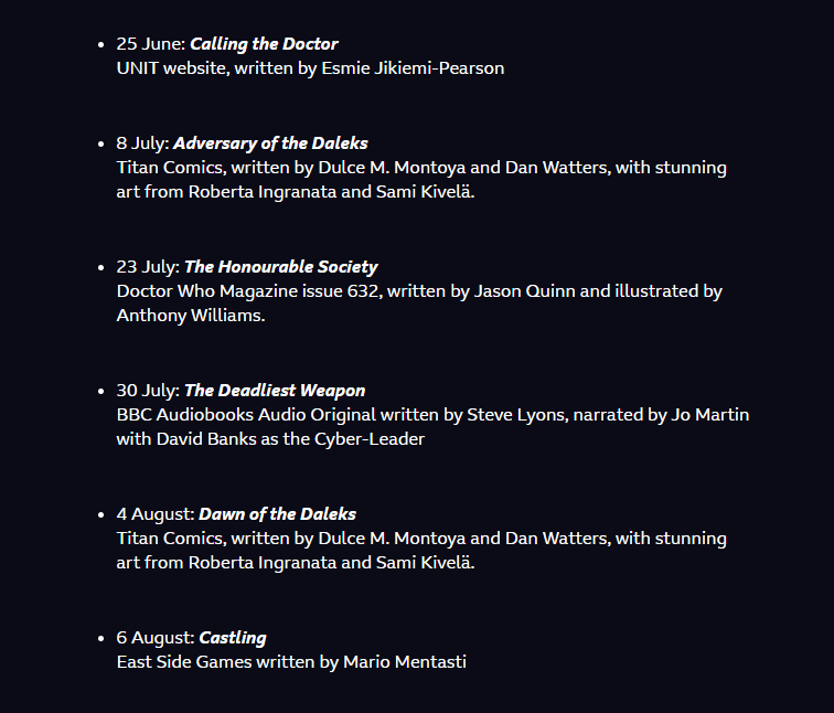 WhovianLife's tweet image. Full list of releases for CIRCUIT BREAKER! #DoctorWho