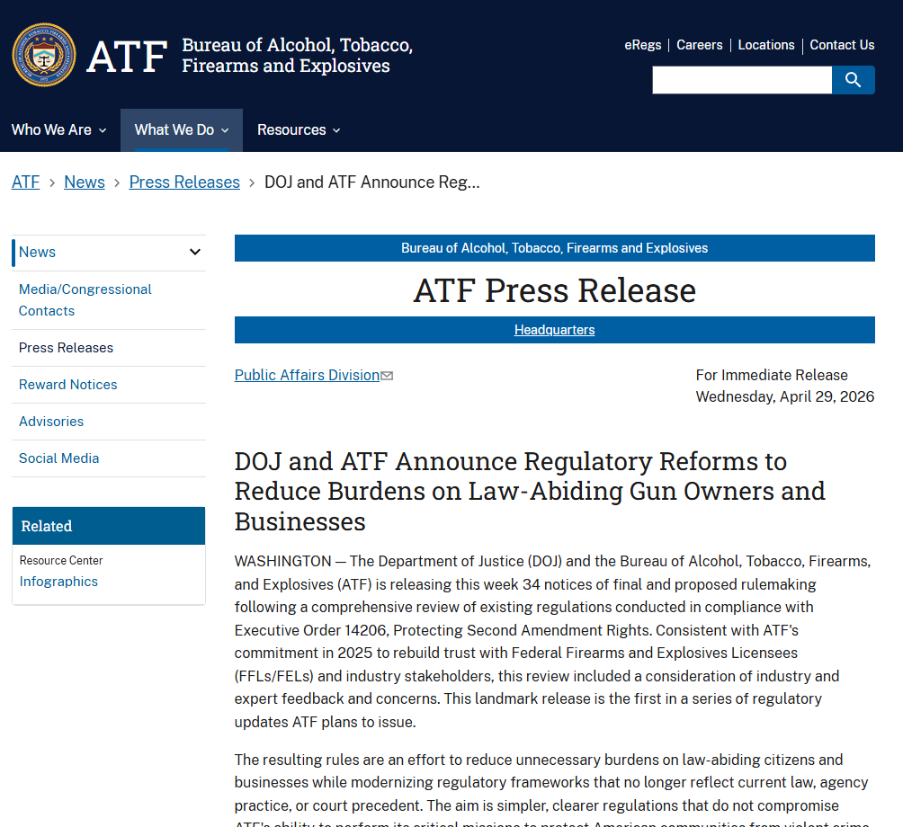 zrintel's tweet photo. Most ATF reform coverage yesterday was either premature celebration or panic.

We did neither. Here's what we actually did. 🧵

1/ When the press release dropped, we read it. Then pulled the actual ATF summary page. Then emailed our GunsmithZR members with what it said — and what it didn't.

2/ The press release said "34 notices of final and proposed rulemaking." Influencers ran with it as if changes had materialized.

All 34 are proposed. Still in comment period. Not yet operative. Meaningful difference if you run a shop.

3/ We also separated what's already in effect:
— Zero-tolerance enforcement policy: ended
— FFLs who lost licenses under it: reapplication path now exists
— NICS alerts: restricted to federal trafficking violations only

Those are real. Today. Not proposals.

4/ One of our members lost his shop over a file maintenance violation under the old posture.

That reapplication path matters to real people. We said so directly to our community.

5/ This is what @ZRIntel is built to do.

Not hype. Not reaction. Practitioner-level intelligence — verified against primary sources, corrected when wrong, no agenda.

🔧 Gunsmith shops → https://t.co/hcH1TIeDqc
📡 Firearms intelligence → https://t.co/yi3DYWvGvY

#FFL #ATF #GunsmithZR #FirearmsIndustry