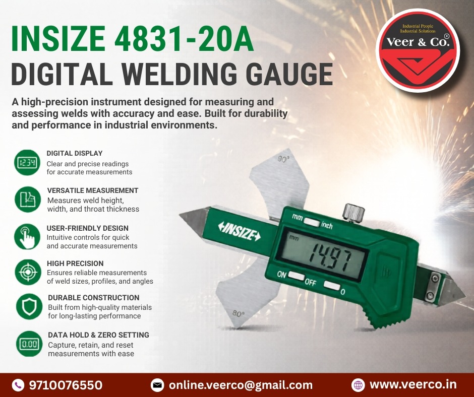 VeerCo3's tweet image. Introducing INSIZE 4831-20A Digital Welding Gauge – your reliable partner for accurate weld inspection in every project.

📞 Call Now: 9710076550
📧 Email: online.veerco@gmail.com
🌐 Visit: veerco.in

#INSIZE #WeldingGauge #DigitalTools #IndustrialTools