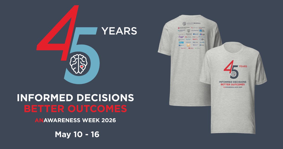 ANAssociation's tweet photo. #ANAwarenessWeek 2026 is May 10 - 16th! Please join us for a week of education, awareness, and support. Visit https://t.co/R89w1G6MTo for a complete schedule, links to register, our #ANWarriors gallery, and link to buy your shirt. #AcousticNeuroma #VestibularSchwannoma #ANAUSA https://t.co/o570tPg6B1