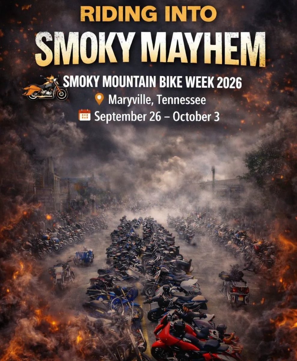 Biker_Rallies's tweet image. Smoky Mountain Bike Week Sep 26th - Oct 3rd in Maryville, TN
#Tennessee #biker #motorcycle
