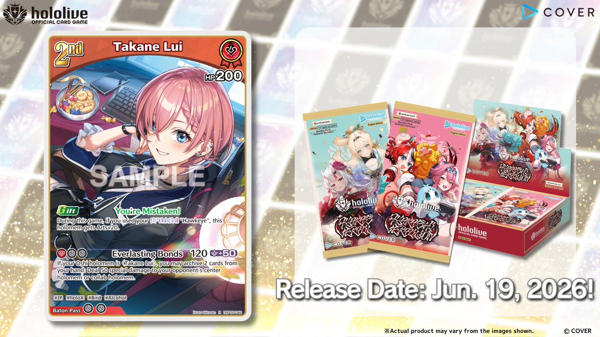 【#hOCG Card Reveal】
Introducing a card from the Booster Pack Ayakashi Vermilion, releasing on Friday, June 19!

This time, it’s 2nd holomem Takane Lui!🥀

🔽 Product Details:
en.hololive-official-cardgame.com/products/post/…

#hololive #TakaneLui