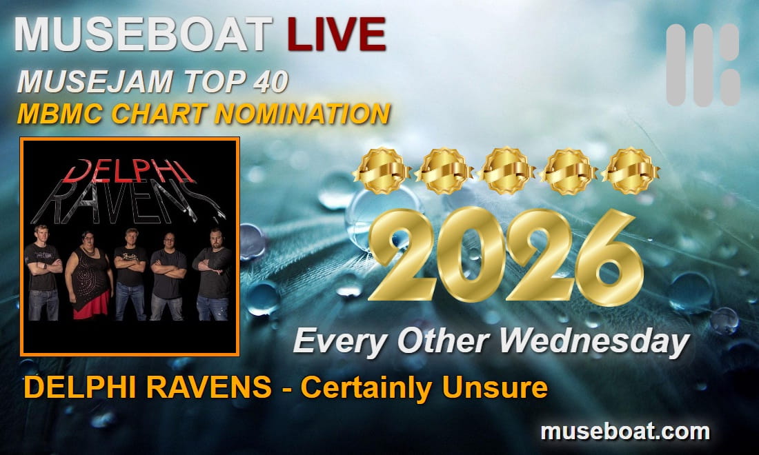 museboatlive's tweet photo. #RETWEET Museboat Live at https://t.co/2sWHrmtaFG presents MBMC Top 25 Chart for 04/29/26 # 15 DELPHI RAVENS - Certainly Unsure https://t.co/BkpotyxB5e @DelphiRavens  CONGRATS!  VOTE again at https://t.co/05wfH7Nd4X  @ArtistRTweeters #MusicVibes https://t.co/SKrQT9s9XY