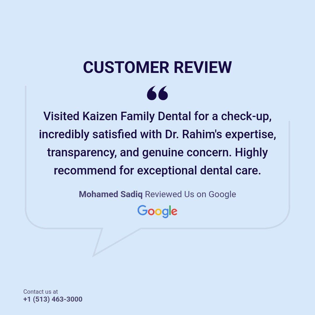 Kaizen_dental's tweet image. Our customers say it best! Check out this amazing review and share your own experience with us in the comments! #KAIZENFAMILYDENTAL #ClientReview #HappyCustomer #PositiveFeedback