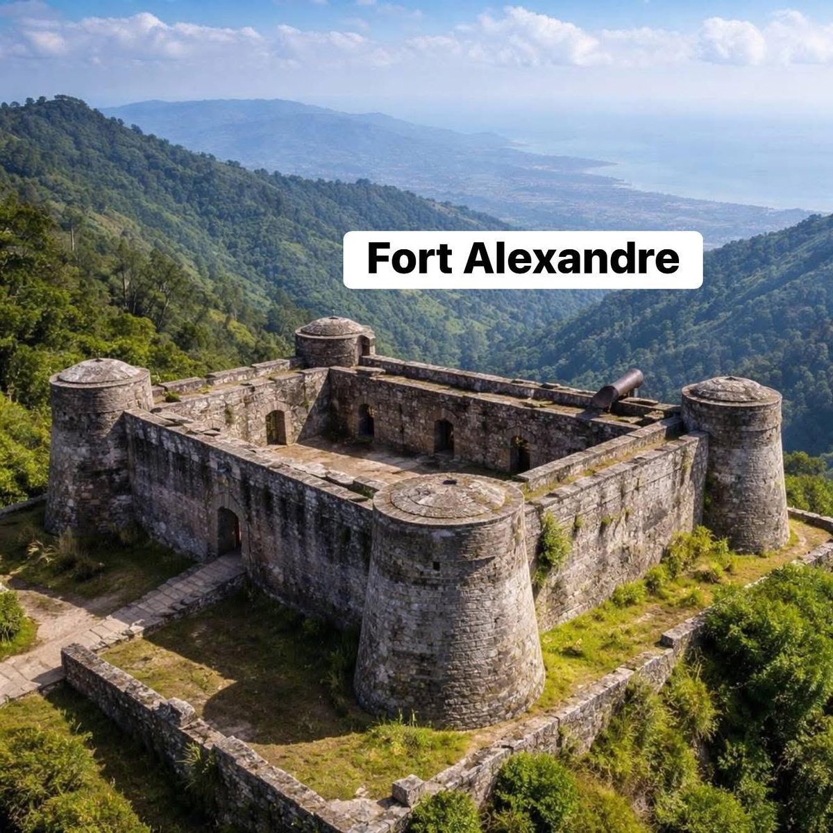 Le Fort Alexandre a été construit au début du XIXe siècle, après l’indépendance d’Haïti en 1804. Situé dans les hauteurs de Kenscoff, au-dessus de Port-au-Prince, il faisait partie d’un système de défense visant à protéger la capitale contre tte tentative de reconquête étrangère.
