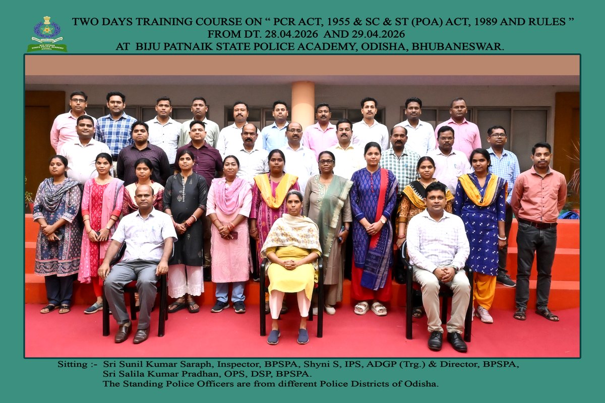DirBpspa's tweet photo. 02(Two) days Specialized In-service Training Programme on "PCR Act,1955 and SC &amp; ST (PoA) Act,1989 and Rules" was organised by BPSPA from 28.04.2026 to 29.04.2026.There are 30 participants from the rank of SI to Addl.SP from different District. https://t.co/PvU6OP2v44