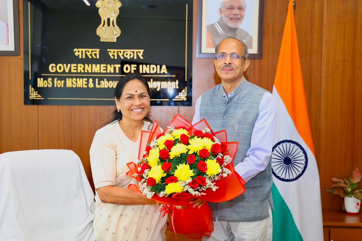 ShobhaBJP's tweet photo. As Shri SCL Das Ji, Secretary, MSME, retires today, it is a moment to acknowledge his dedicated service and valuable contribution to the Ministry.

Under your leadership, the MSME sector met all targets set for Viksit Bharat and the Government of India. You steered your team to ensure effective implementation of key schemes like PMEGP, Vishwakarma and RAMP, driving real impact on the ground.

With Udyam Registration crossing 8 crore, the sector’s growing strength stands as a testament to the work done during your tenure.

Your contribution to the MSME family will be remembered. Wishing you the very best in the chapters ahead.