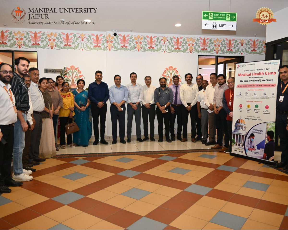 Jaipur_Manipal's tweet image. On Founder’s Day, Manipal University Jaipur marked Dr. T. M. A. Pai’s 128th birth anniversary with a health check-up camp for faculty and staff, reinforcing its commitment to well-being.

#FoundersDay #ManipalUniversityJaipur