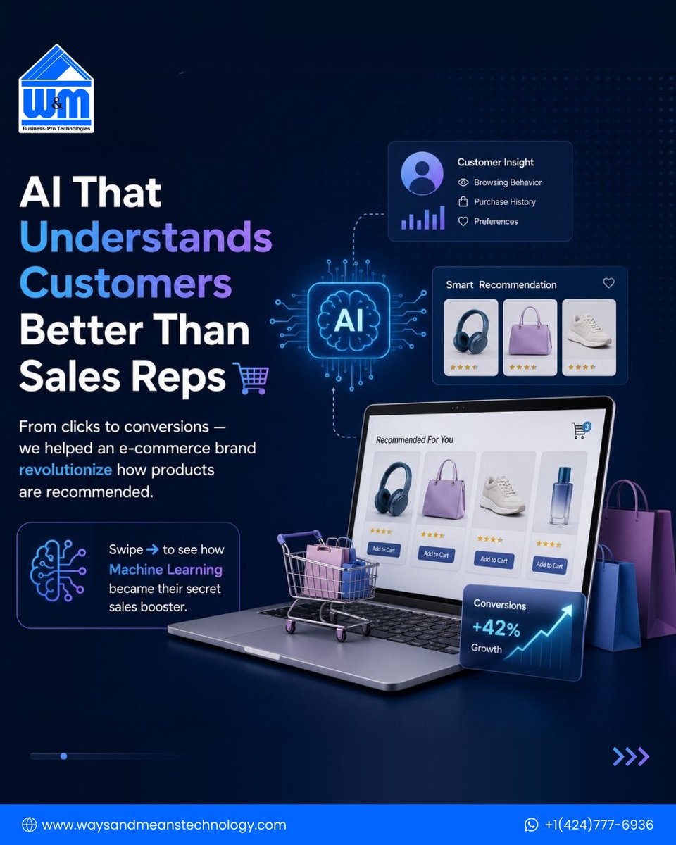 WMTechnology's tweet image. From chaos to conversions
We helped an e-com brand boost sales 37% with AI-based recommendations.
DM us or WhatsApp +1(424)777-6936
waysandmeanstechnology.com
#WMTechnology #MachineLearning #Ecommerce #AIinRetail