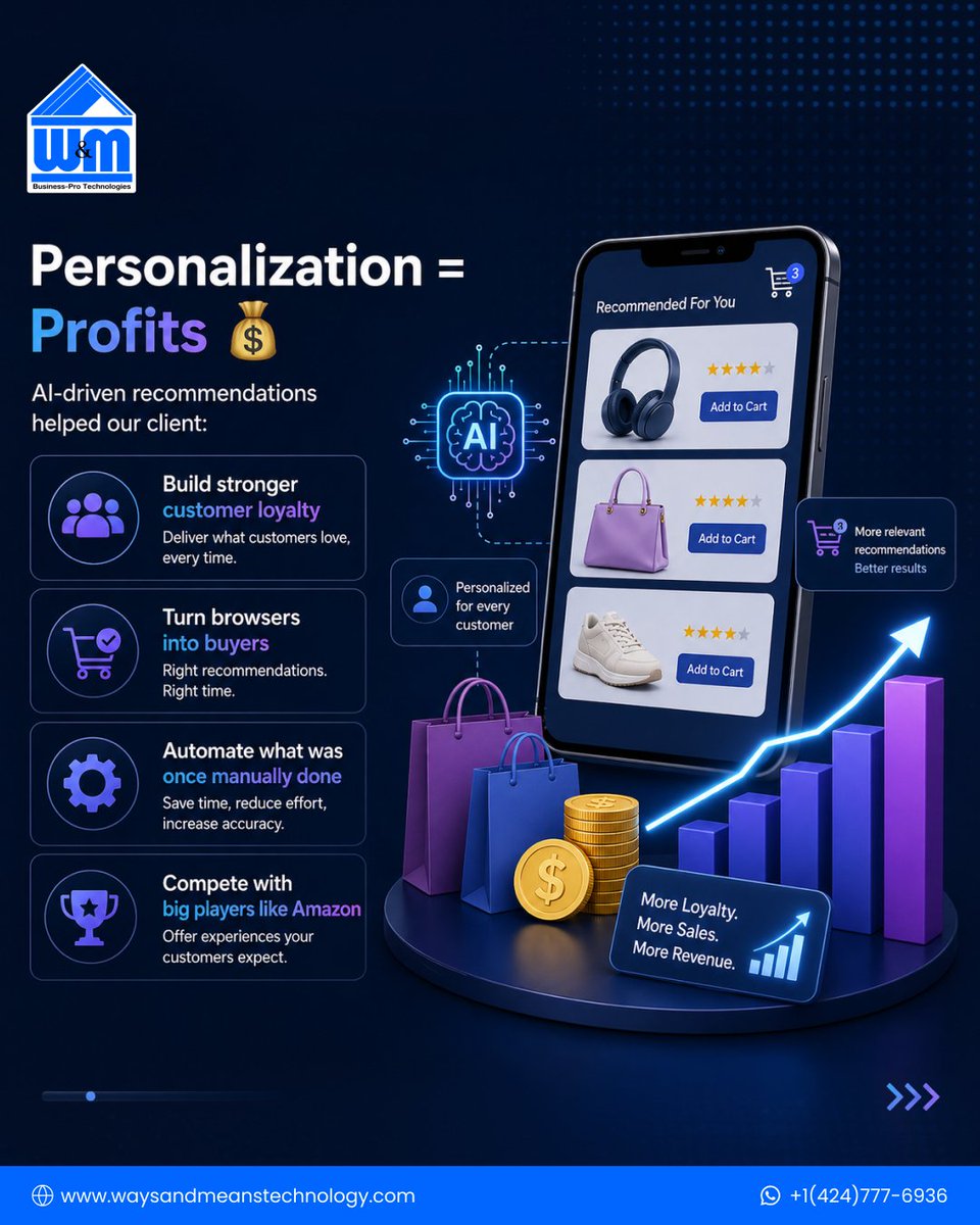 WMTechnology's tweet image. From chaos to conversions
We helped an e-com brand boost sales 37% with AI-based recommendations.
DM us or WhatsApp +1(424)777-6936
waysandmeanstechnology.com
#WMTechnology #MachineLearning #Ecommerce #AIinRetail