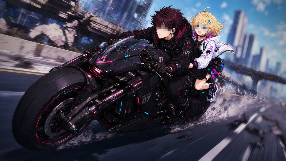 Cyberpunk Tandem Motorcycle Chase