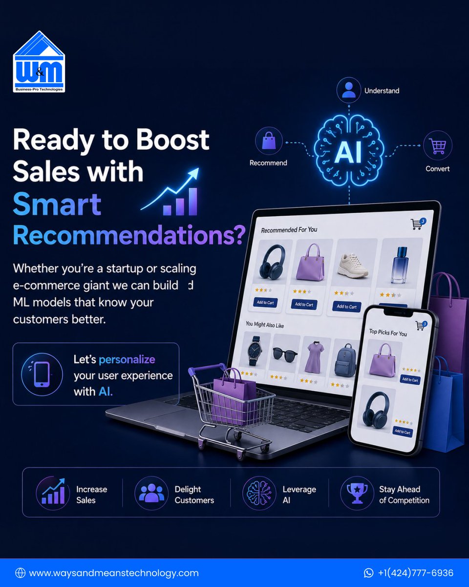 WMTechnology's tweet image. From chaos to conversions
We helped an e-com brand boost sales 37% with AI-based recommendations.
DM us or WhatsApp +1(424)777-6936
waysandmeanstechnology.com
#WMTechnology #MachineLearning #Ecommerce #AIinRetail